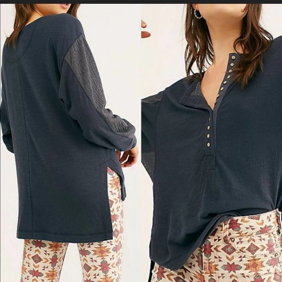 Free People Tops - NWOT We The Free Back at it Henley Top Gray small S Free people